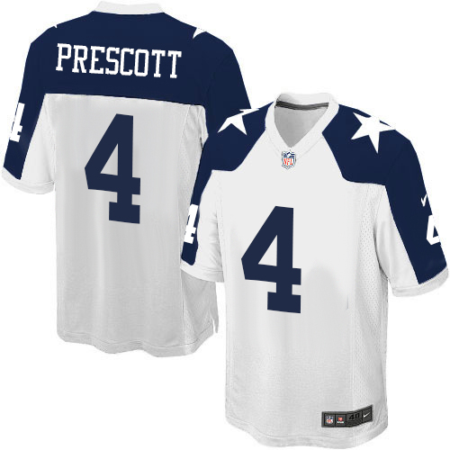 Men's Game Dak Prescott Nike Jersey White Alternate - #4 Throwback NFL Dallas Cowboys